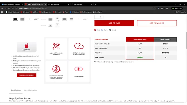 AppleCare pricing and coverage information table